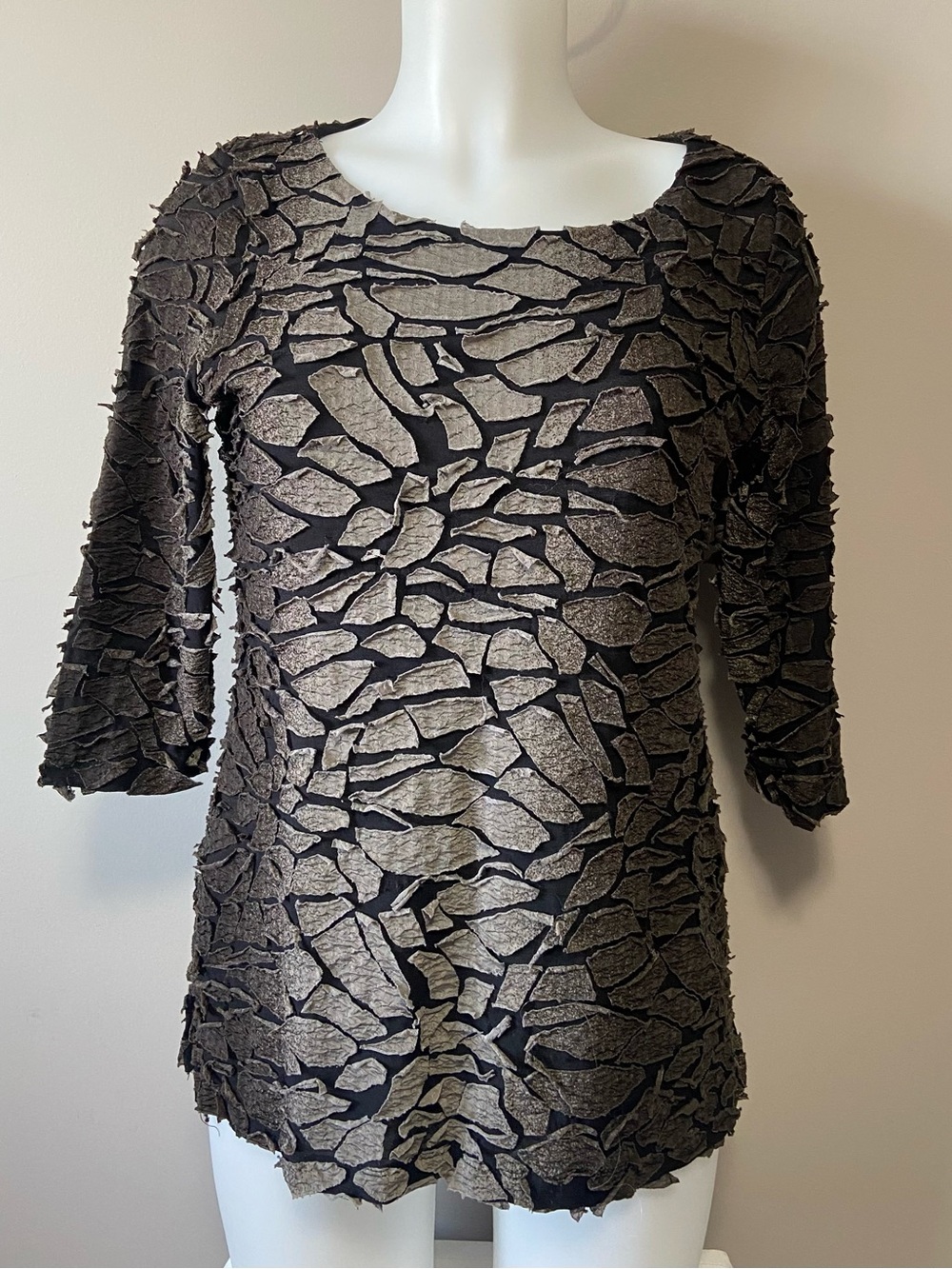 Tribal - Textured Black and Metallic Gray Women's Tunic Dress